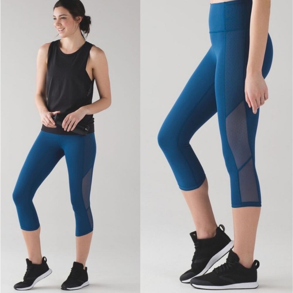Lululemon bodycon crop mesh leggings Poseidon